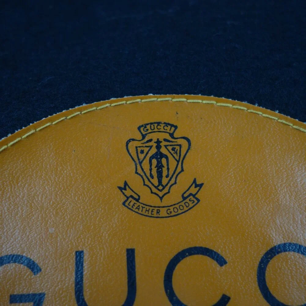 Vintage 1970's Gucci Felt & Faux Leather Shopping Tote Bag, Sz 13.75 in x 13 in